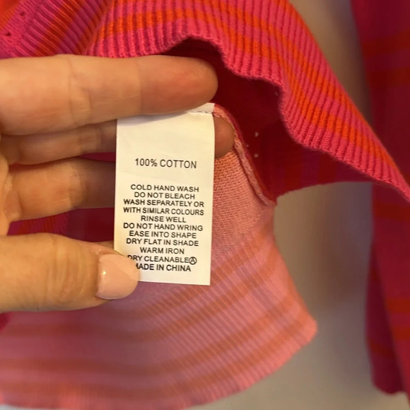 Zaket & Plover Sweater pink orange floral stripe size XS - Picture 4 of 6